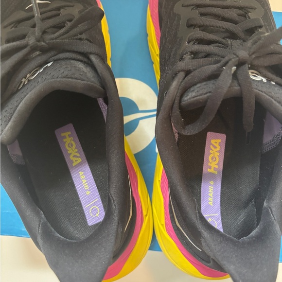 Hoka One One Black and Pink Athletic Shoes with Cushioned Sole - Picture 2 of 4